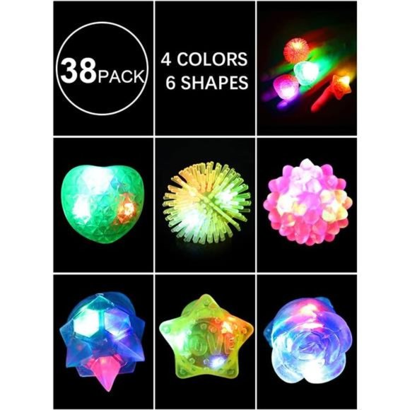 38 Pack Party Favors for Kids 4-8 8-12，LED Light Up Rings Goodie Bag Stuffers - Picture 5 of 6